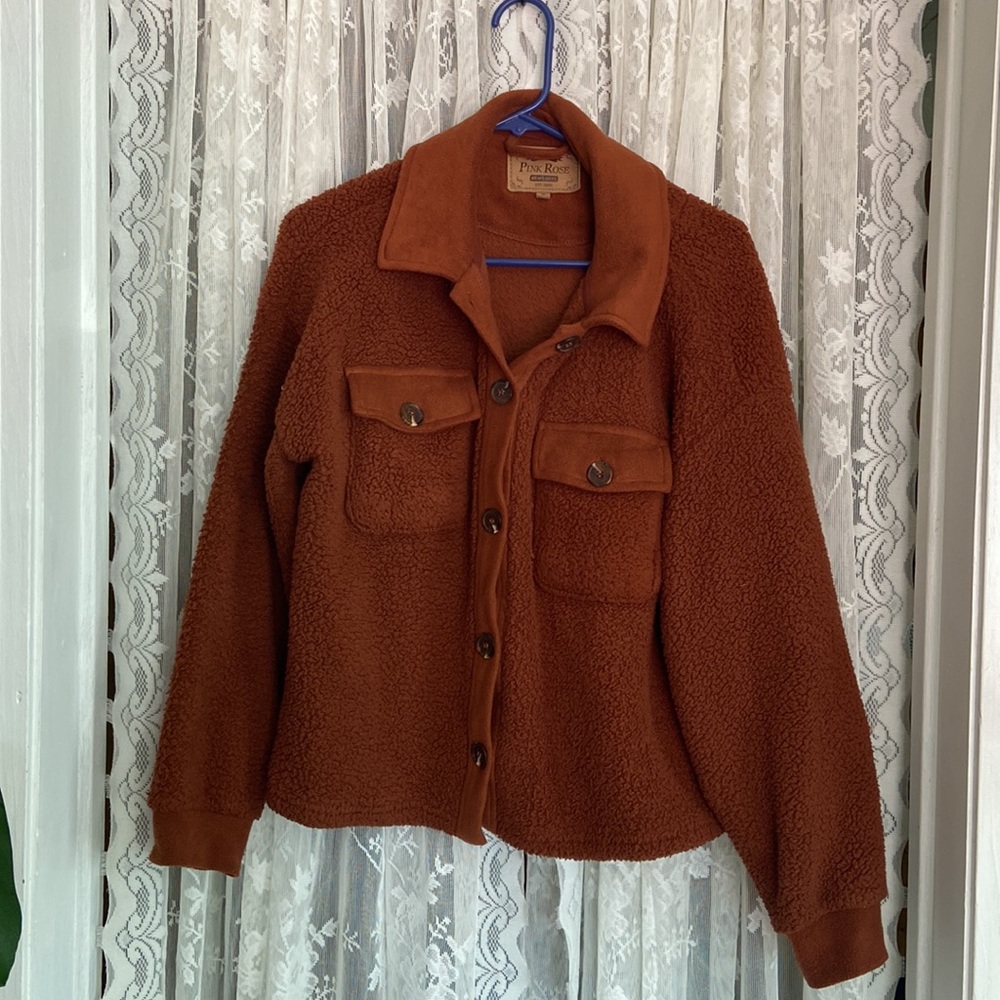 Rust Button Collar Sweater